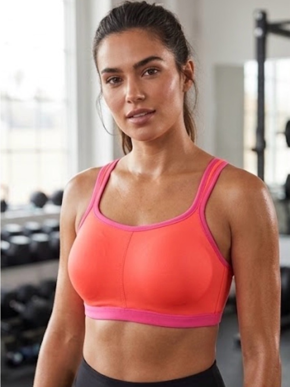 Natori Coral Sports Bra with Pink Trim
